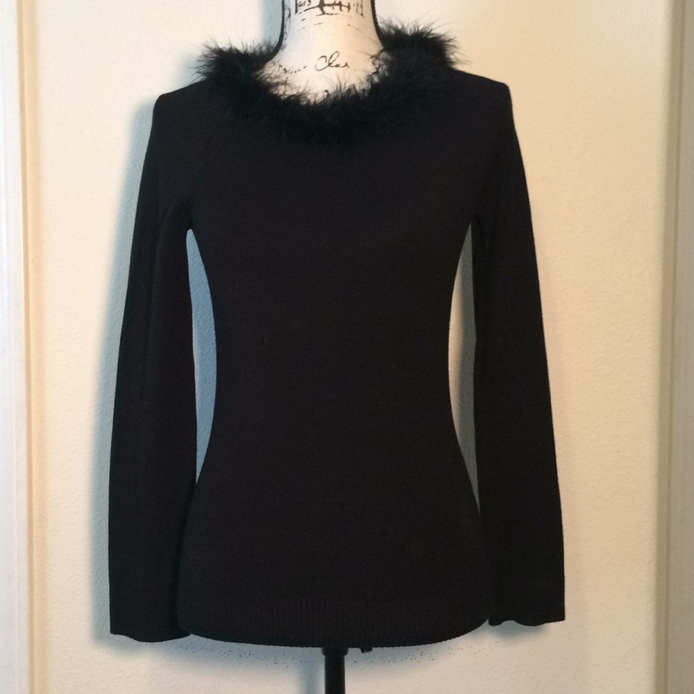 Max Studio Feather Collared Sweater